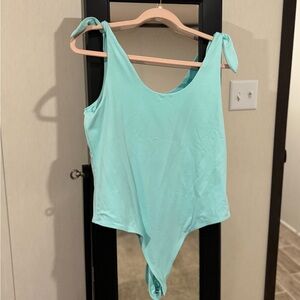 crown & ivy Aqua Bodysuit with Tie Straps